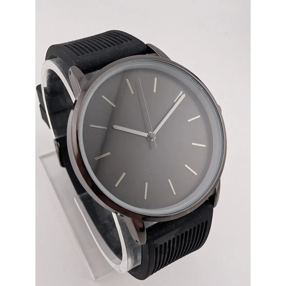 George Watch Men 40mm Case Black Silicone Band- New Battery